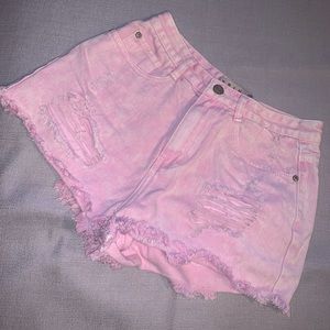 Pink Acid Wash Cut-off Shorts